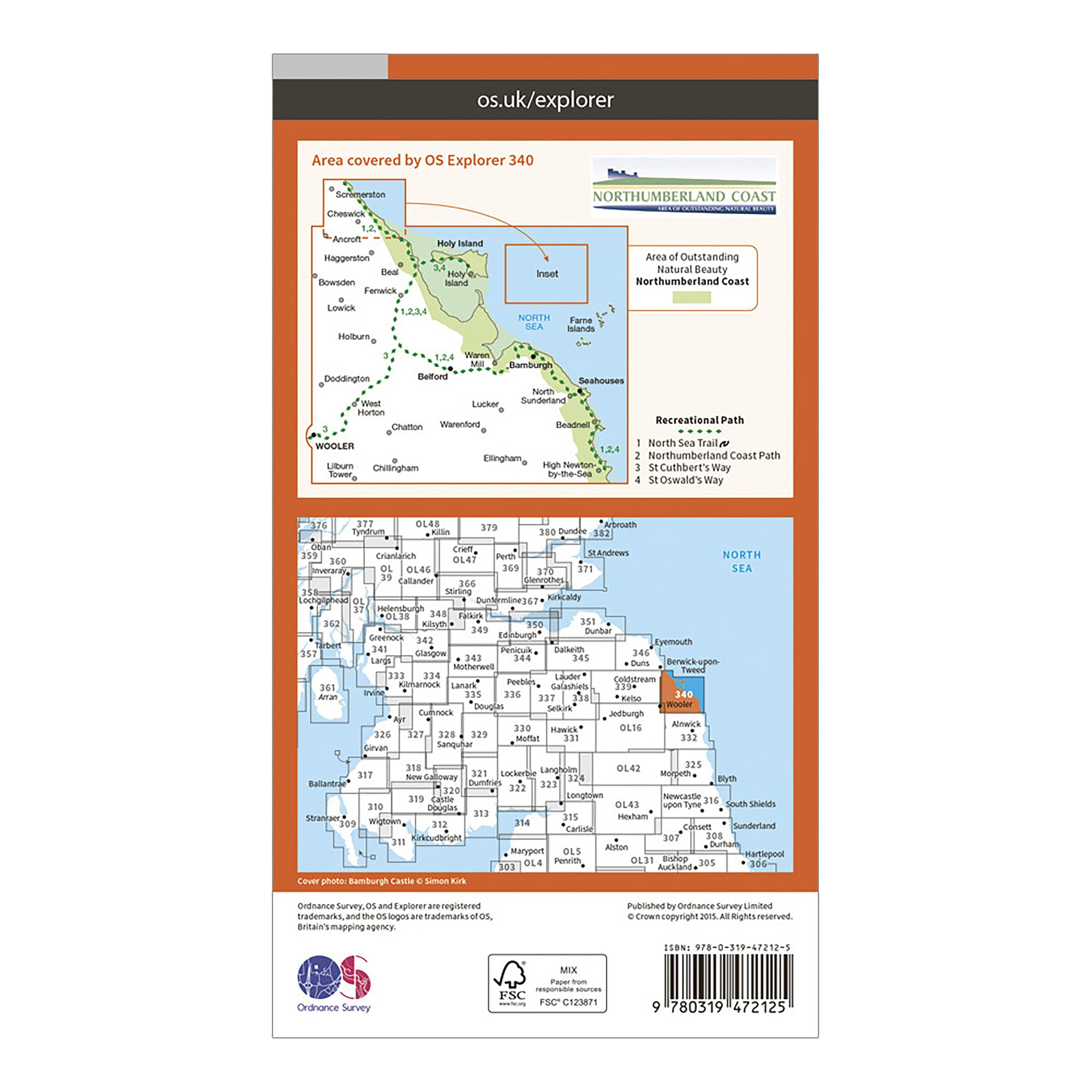 Explorer Active 340 Holy Island & Bamburgh Map With Digital Version
