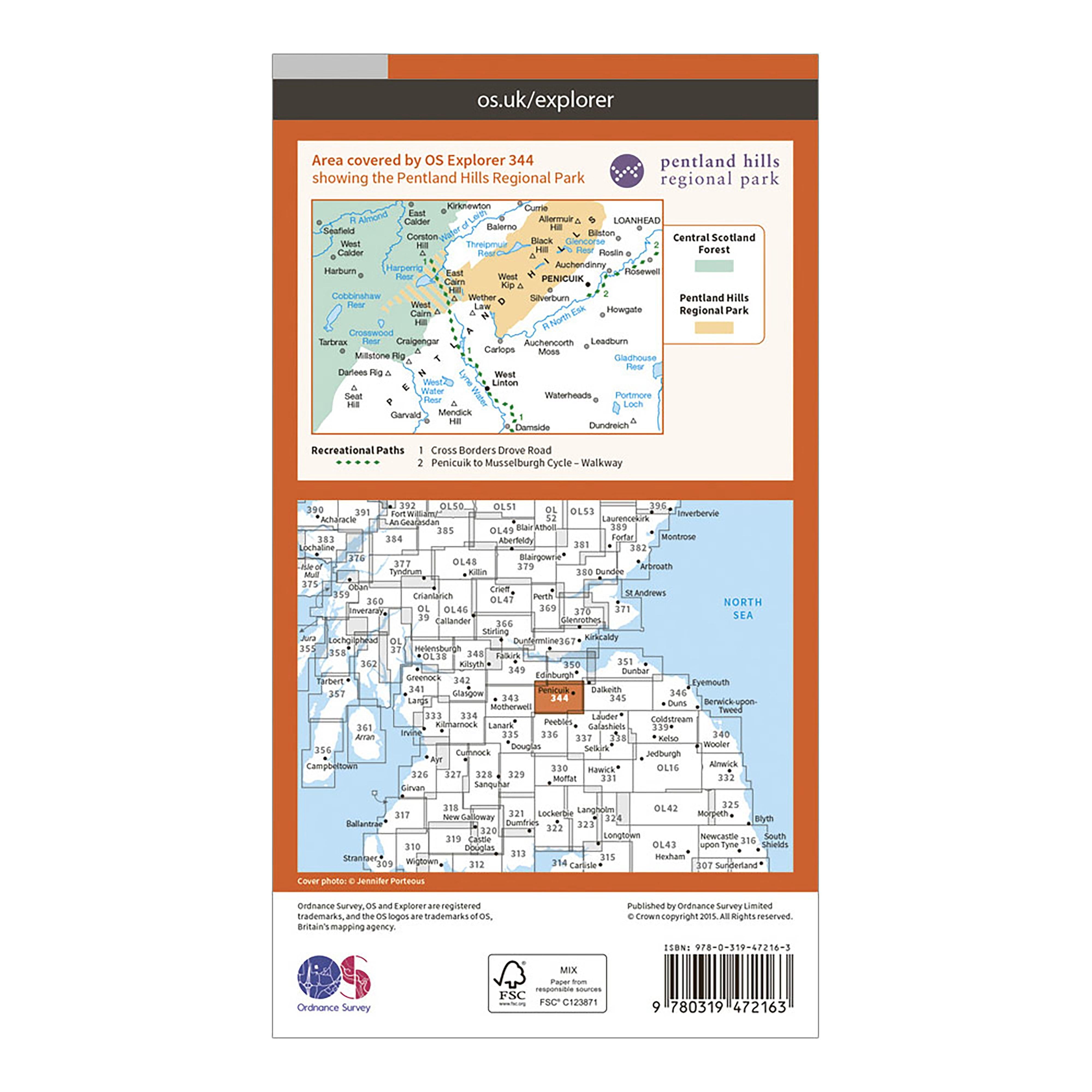 Explorer Active 344 Pentland Hills Map With Digital Version