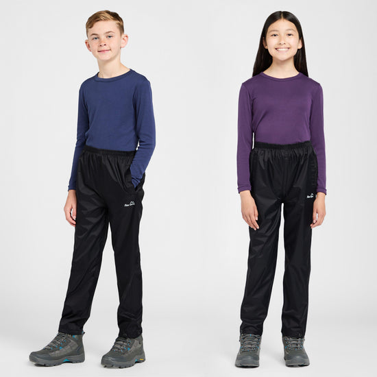 Kids Packable Waterproof Pants Black
