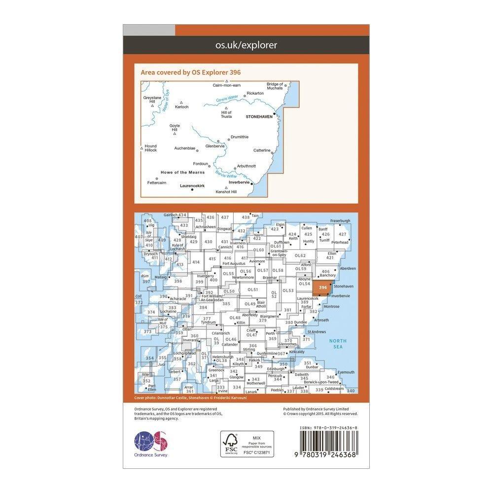 Explorer 396 Stonehaven, Inverbervie & Laurencekirk Map With Digital Version