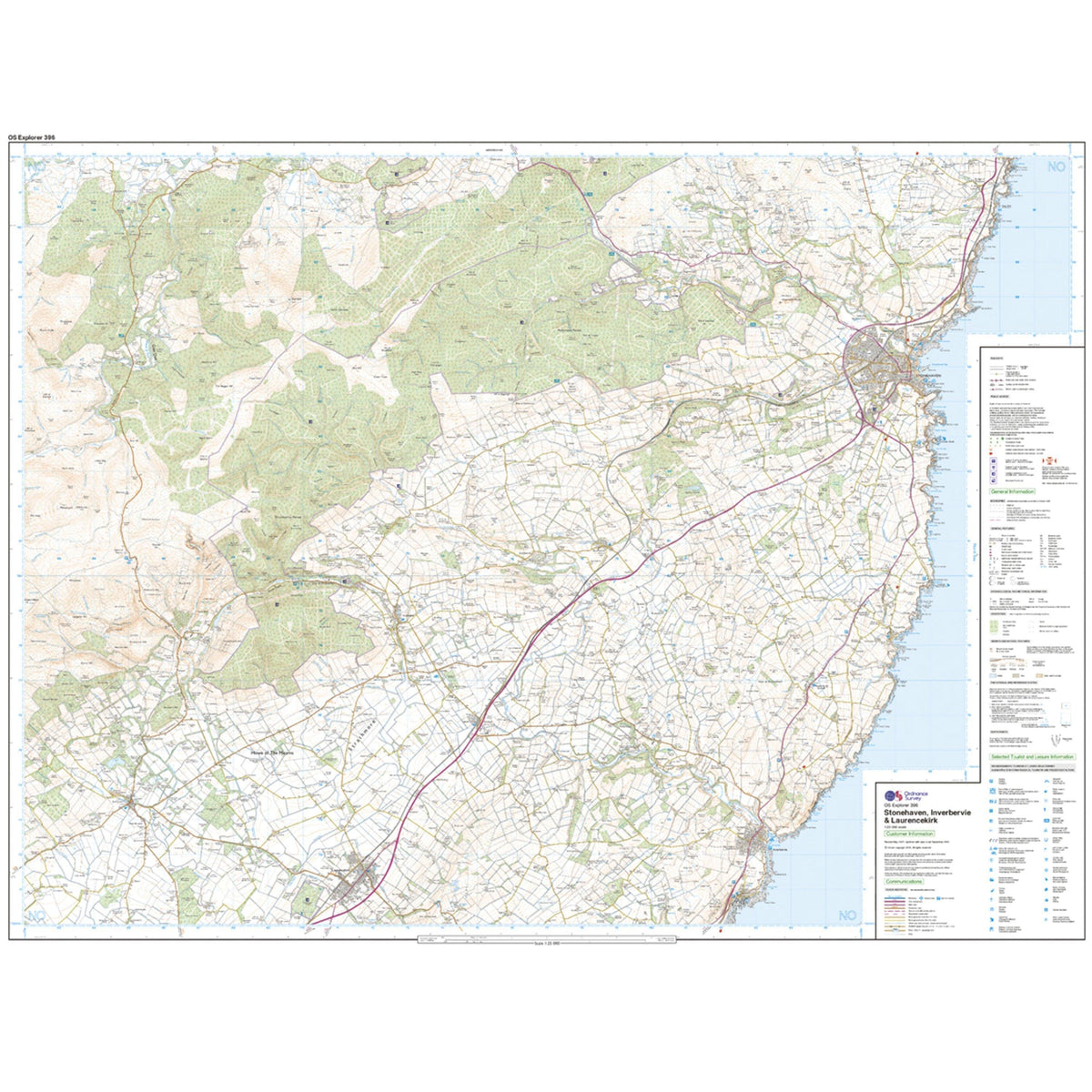 Explorer 396 Stonehaven, Inverbervie & Laurencekirk Map With Digital Version