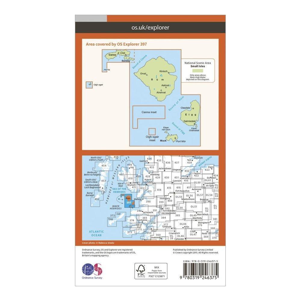 Explorer 397 Rum, Eigg, Muck, Canna & Sanday Map With Digital Version