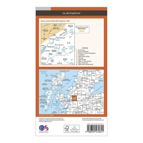 Explorer Active 429 Glen Carron & West Monar Map With Digital Version