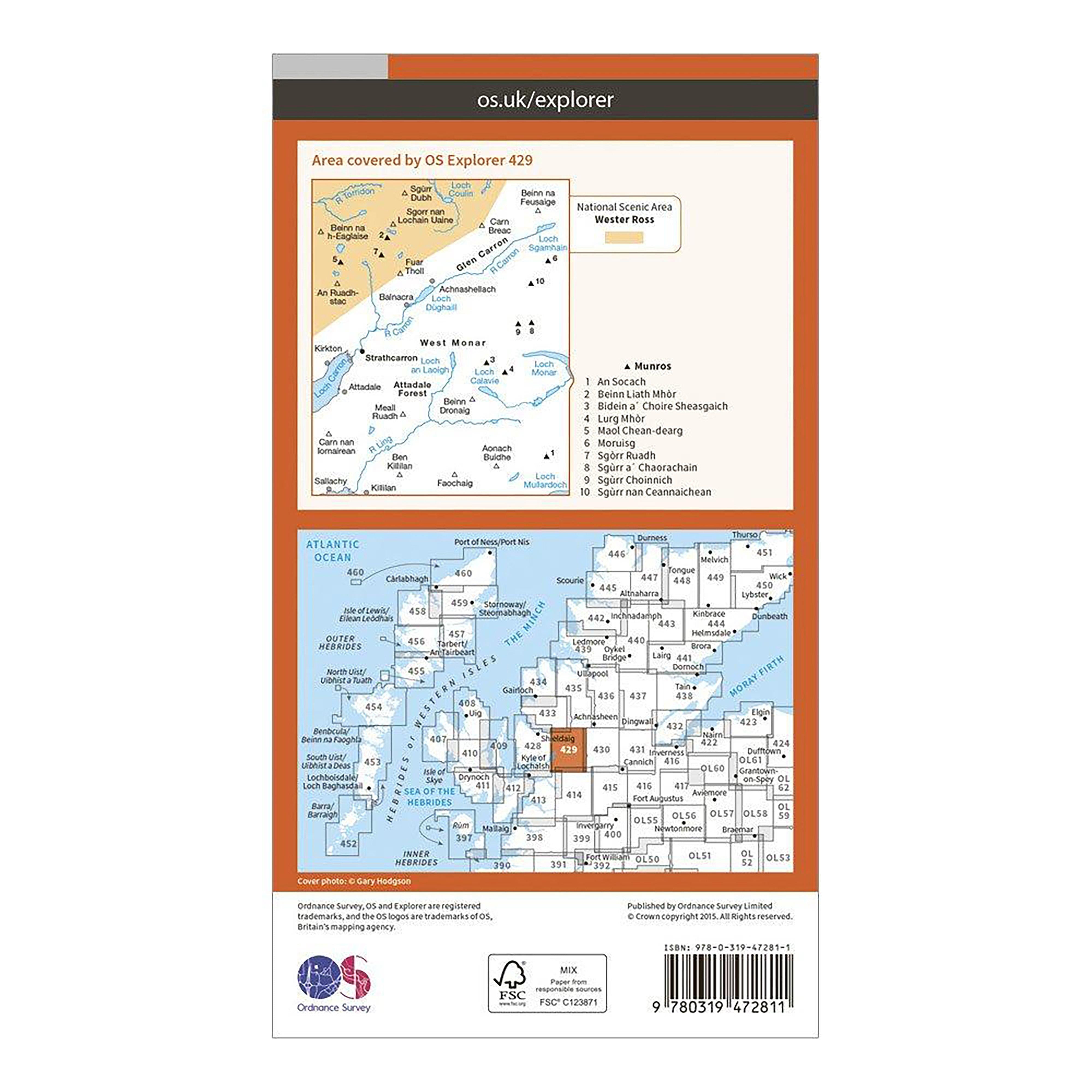 Explorer Active 429 Glen Carron & West Monar Map With Digital Version