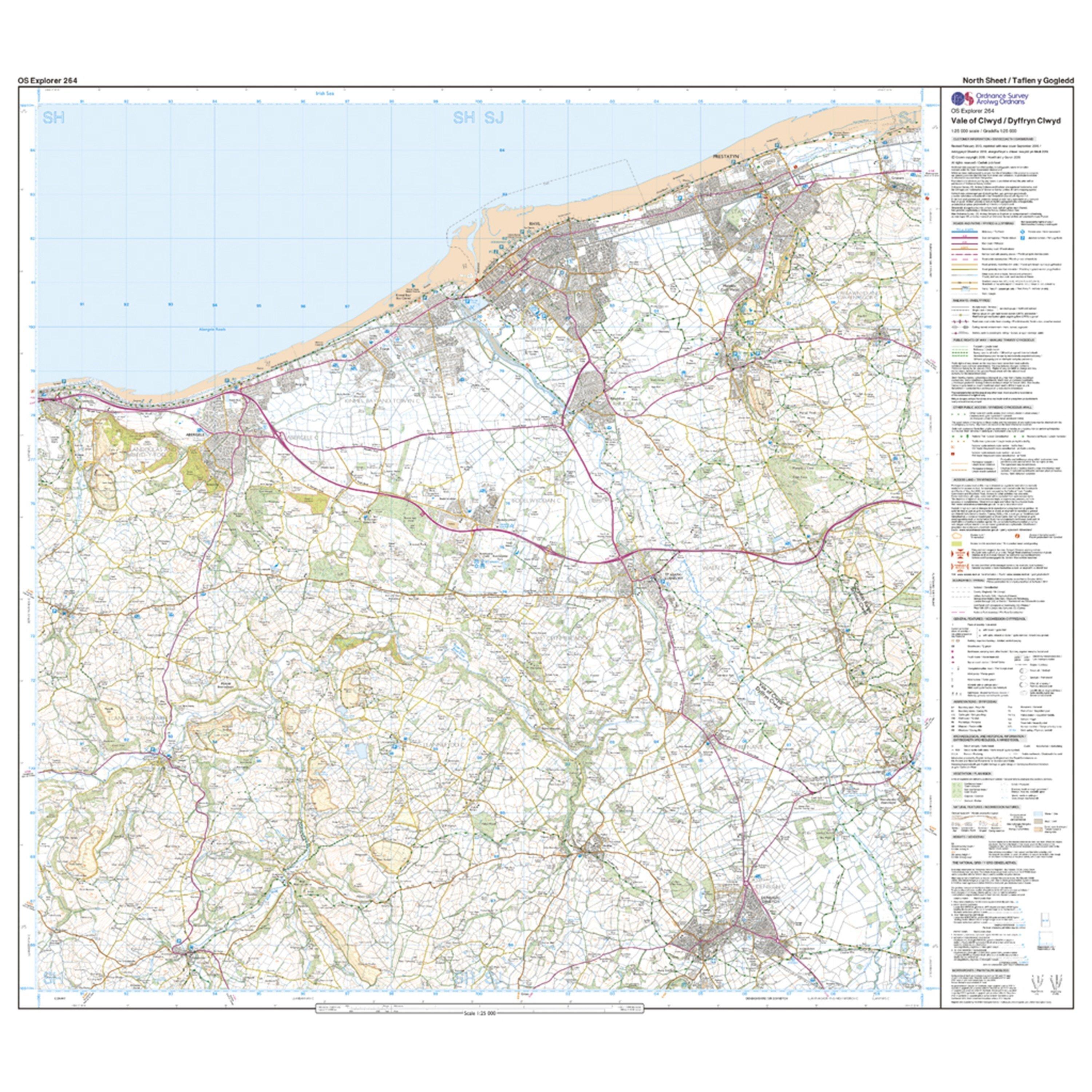Explorer 264 Vale of Clwyd, Rhyl, Denbigh & Ruthin Map With Digital Version