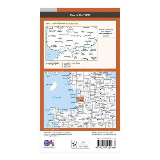 Explorer 286 Blackpool & Preston Map With Digital Version