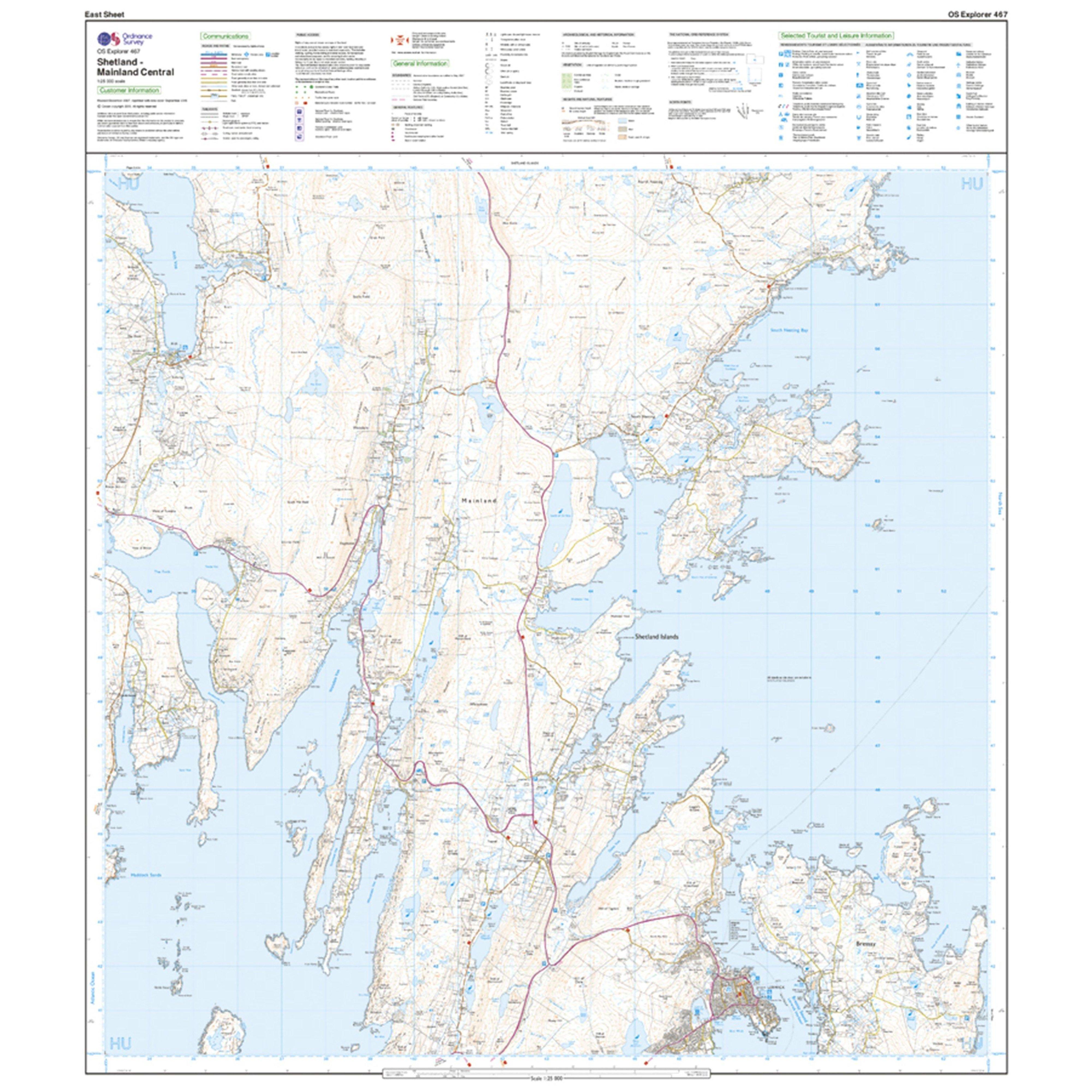 Explorer Active 467 Shetland - Mainland Central Map With Digital Version