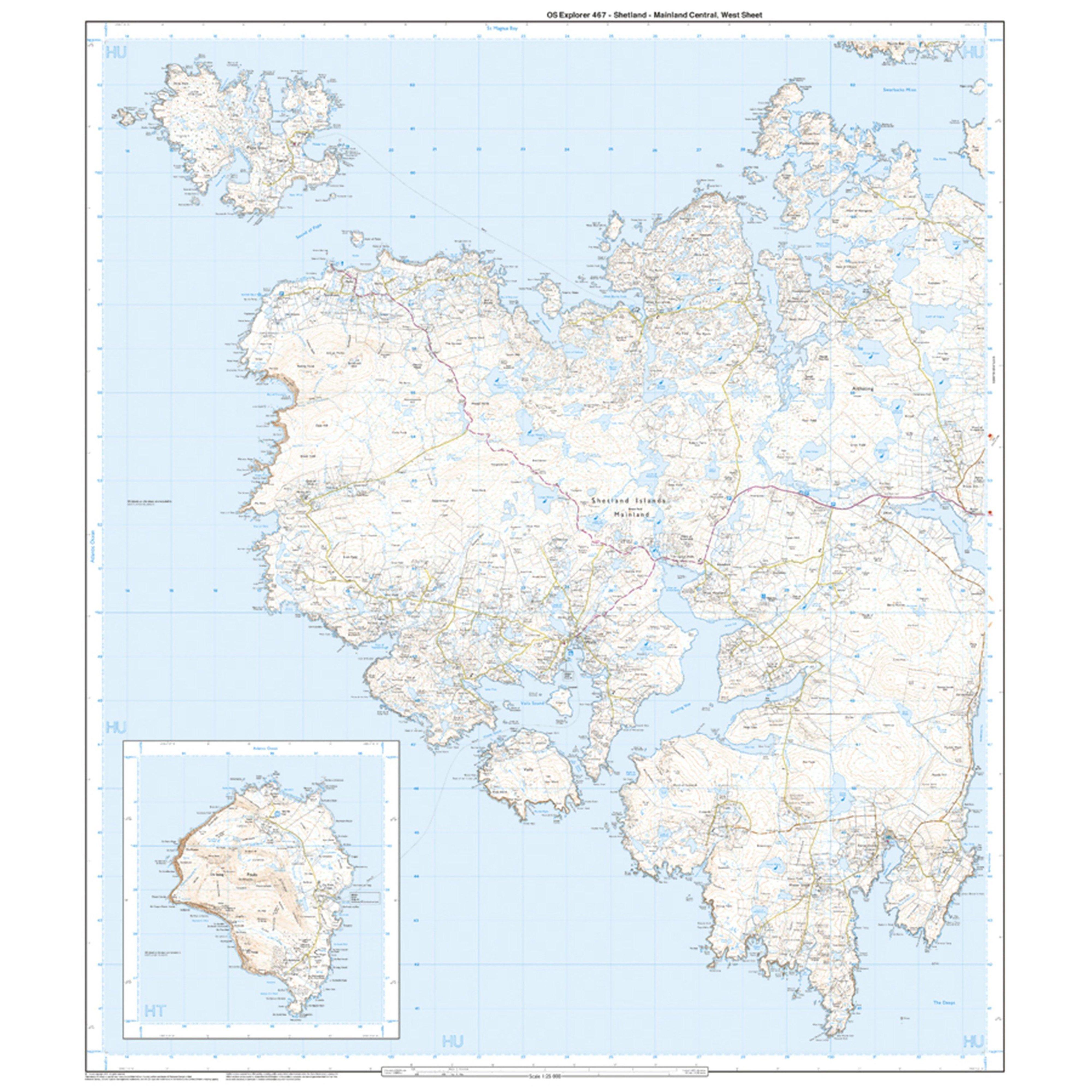 Explorer Active 467 Shetland - Mainland Central Map With Digital Version