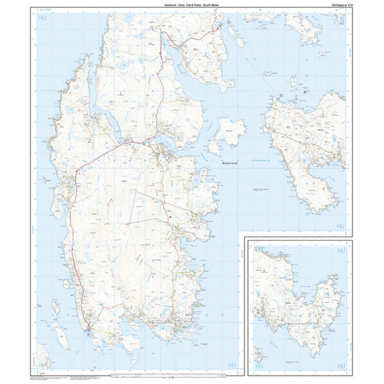Explorer Active 470 Shetland - Unst, Yell & Fetlar Map With Digital Version