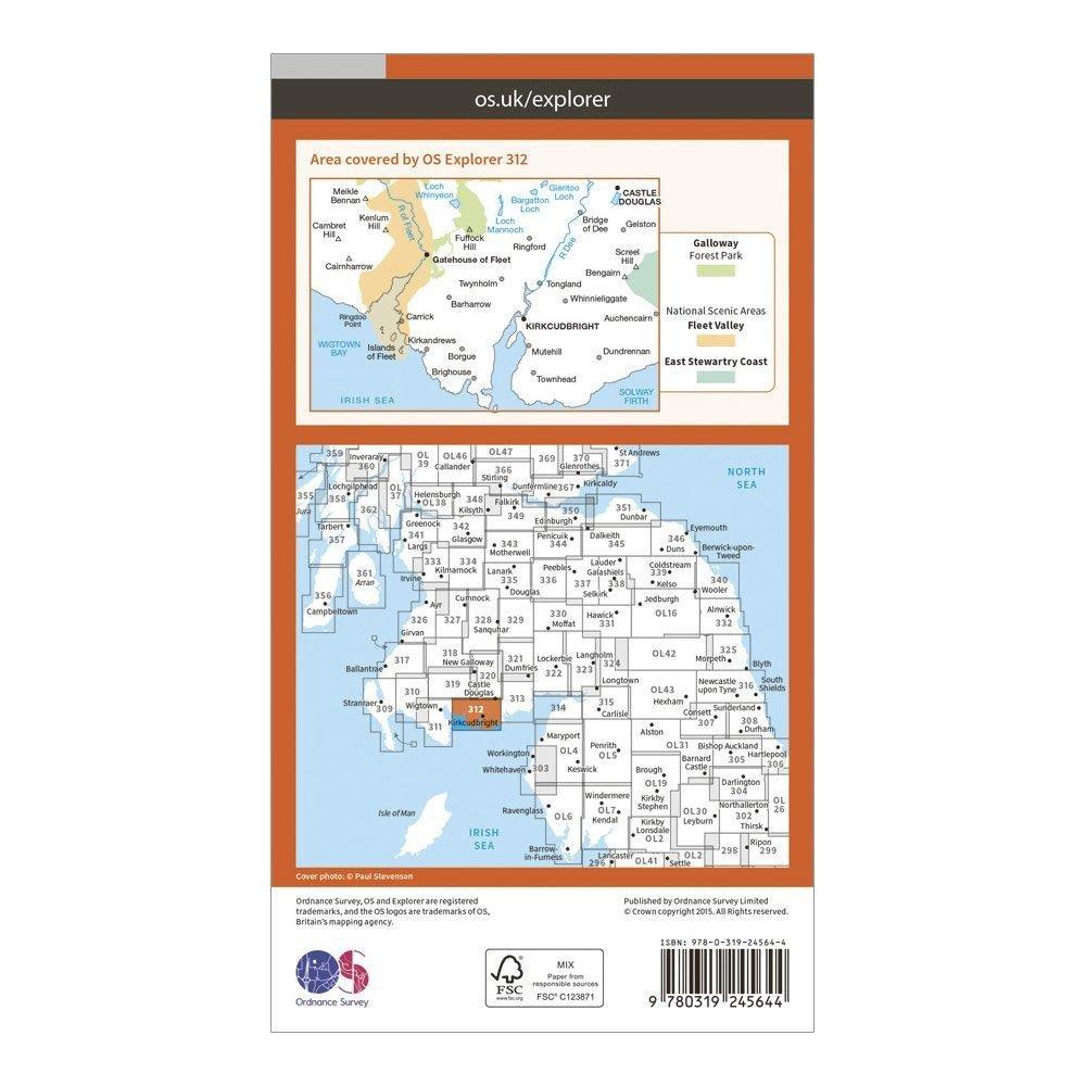 Explorer 312 Kirkcudbright & Castle Douglas Map With Digital Version