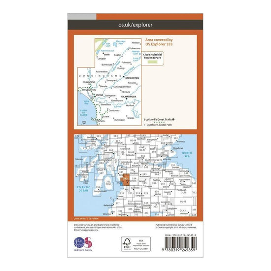 Explorer 333 Kilmarnock & Irvine Map With Digital Version