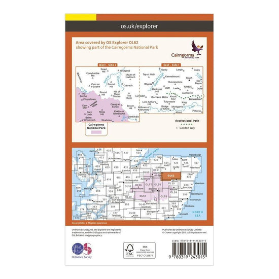 Explorer OL62 Coreen Hills & Glenlivet Map With Digital Version