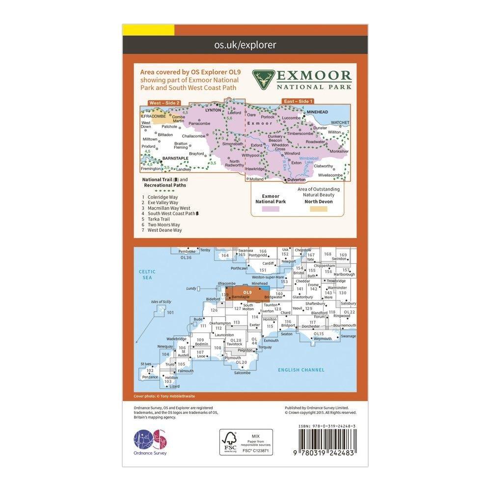 Explorer OL9 Exmoor Map With Digital Version