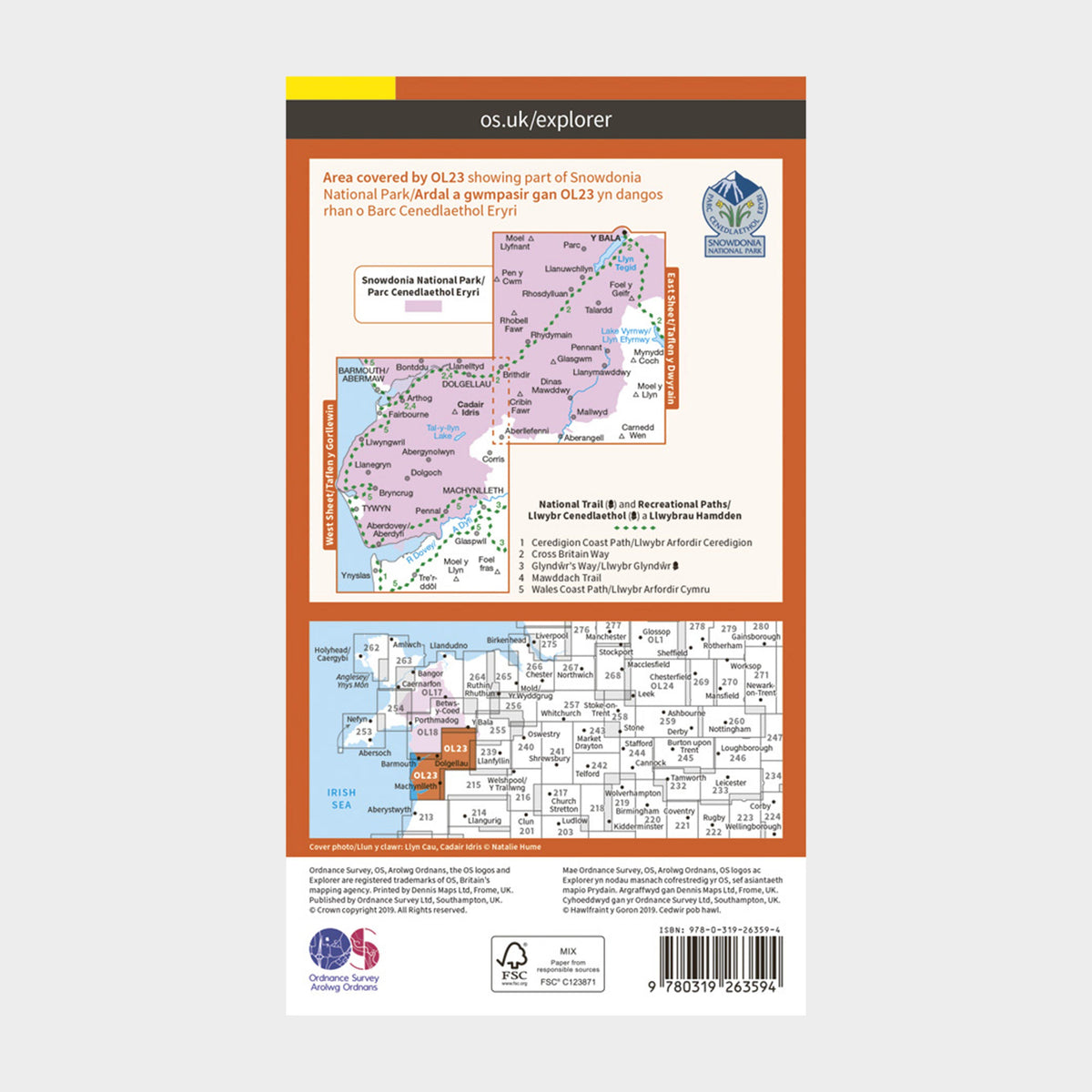 Explorer OL23 Cadair Idris & Llyn Tegid Map With Digital Version