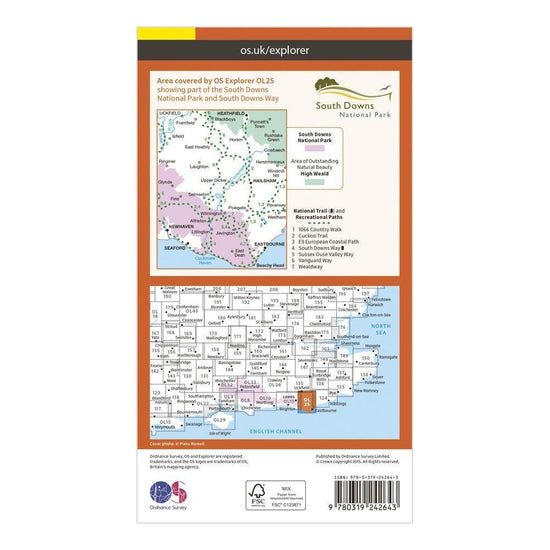 Explorer OL25 Eastbourne & Beachy Head Map With Digital Version
