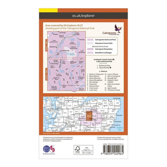 Explorer OL57 Cairn Gorm & Aviemore Map With Digital Version