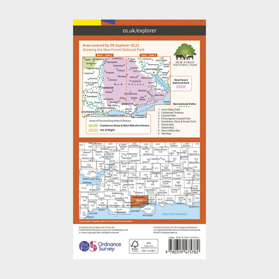 Explorer Active OL22 New Forest Map With Digital Version