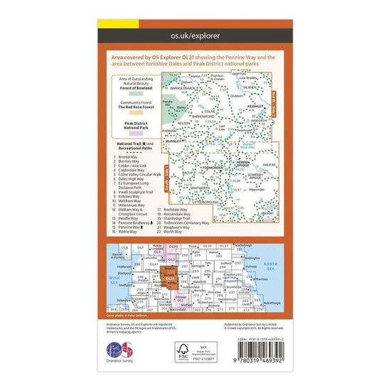 Explorer Active OL21 South Pennines Map With Digital Version
