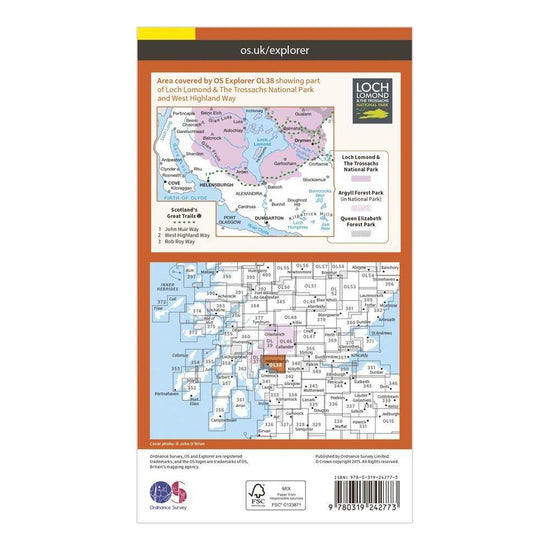 Explorer OL38 Loch Lomond South Map With Digital Version