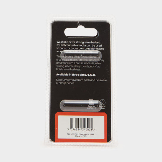 Semi-Barbed Treble Hooks (Size 6)