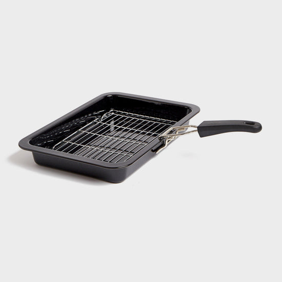 Enamel Folding Handle Non-Stick Grill Pan