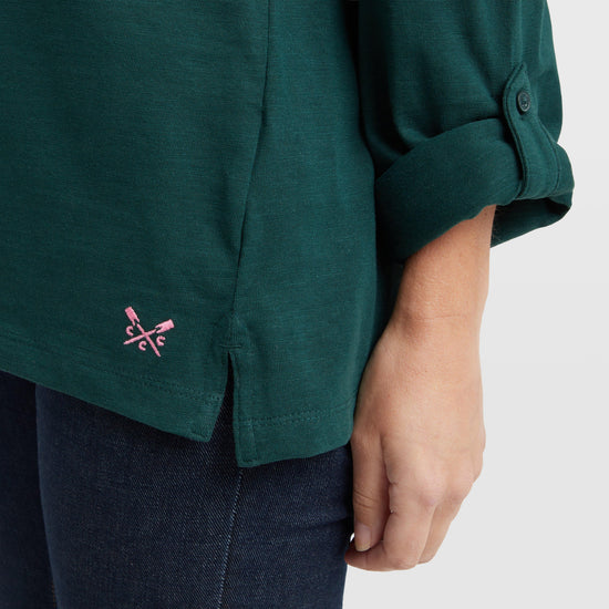 Women's Flip Collar Slub Top