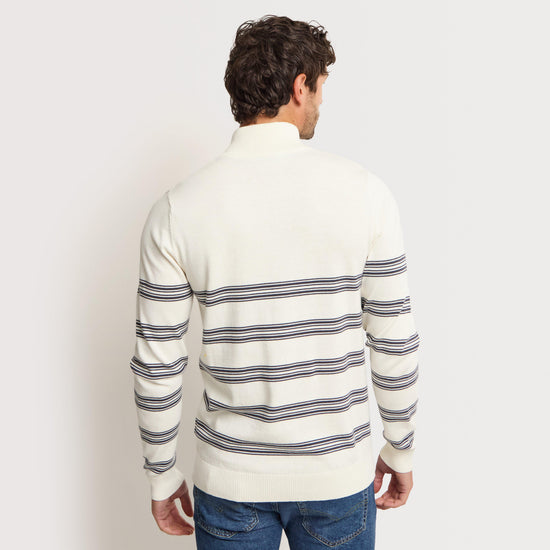 Men's Gunnar 1/4 Zip Fine Knit Stripe Jumper