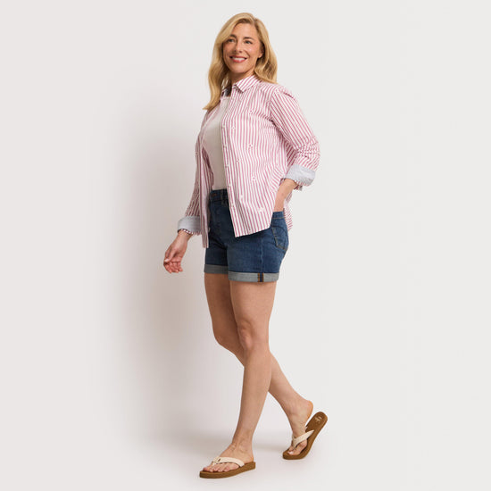 Women's Relaxed Fit Embroidered Cotton Poplin Shirt