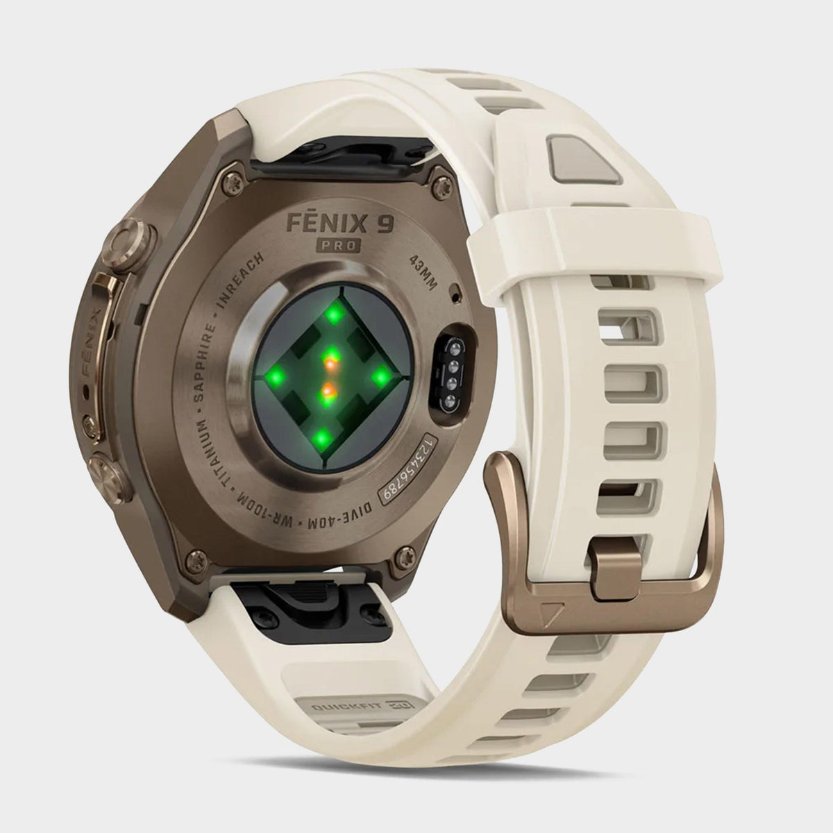 fenix® 9 Pro inReach® 43mm Autumn Gold Titanium with Cream/French Grey Silicone Band