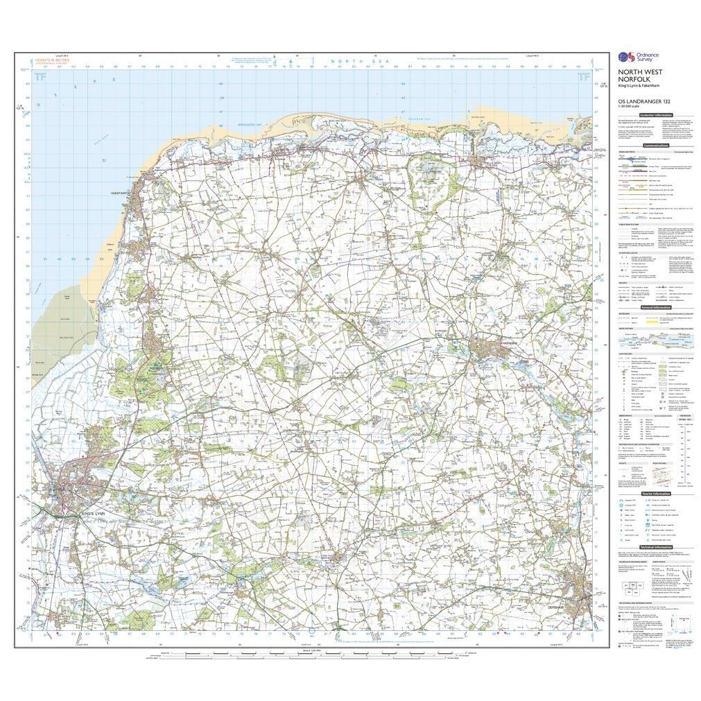 Landranger 132 North West Norfolk, King's Lynn & Fakenham Map With Digital Version