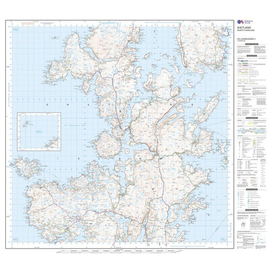 Landranger 3 Shetland  North Mainland Map With Digital Version
