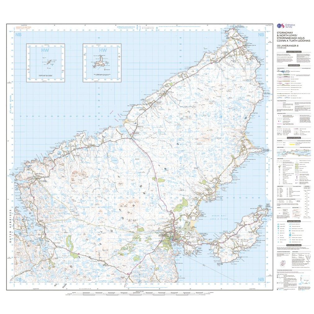 Landranger 8 Stornaway & North Lewis Map With Digital Version