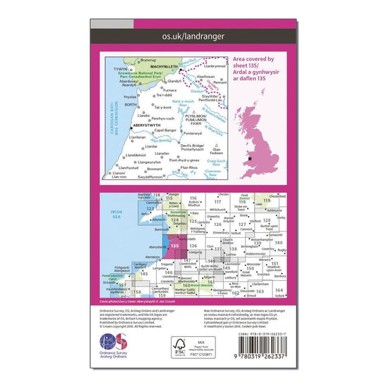 Landranger 135 Aberystwyth & Machynlleth Map With Digital Version
