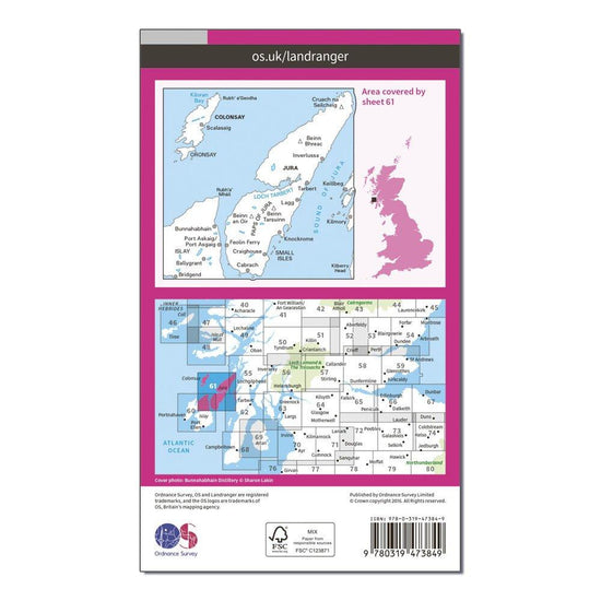 Landranger Active 61 Jura & Colonsay Map With Digital Version