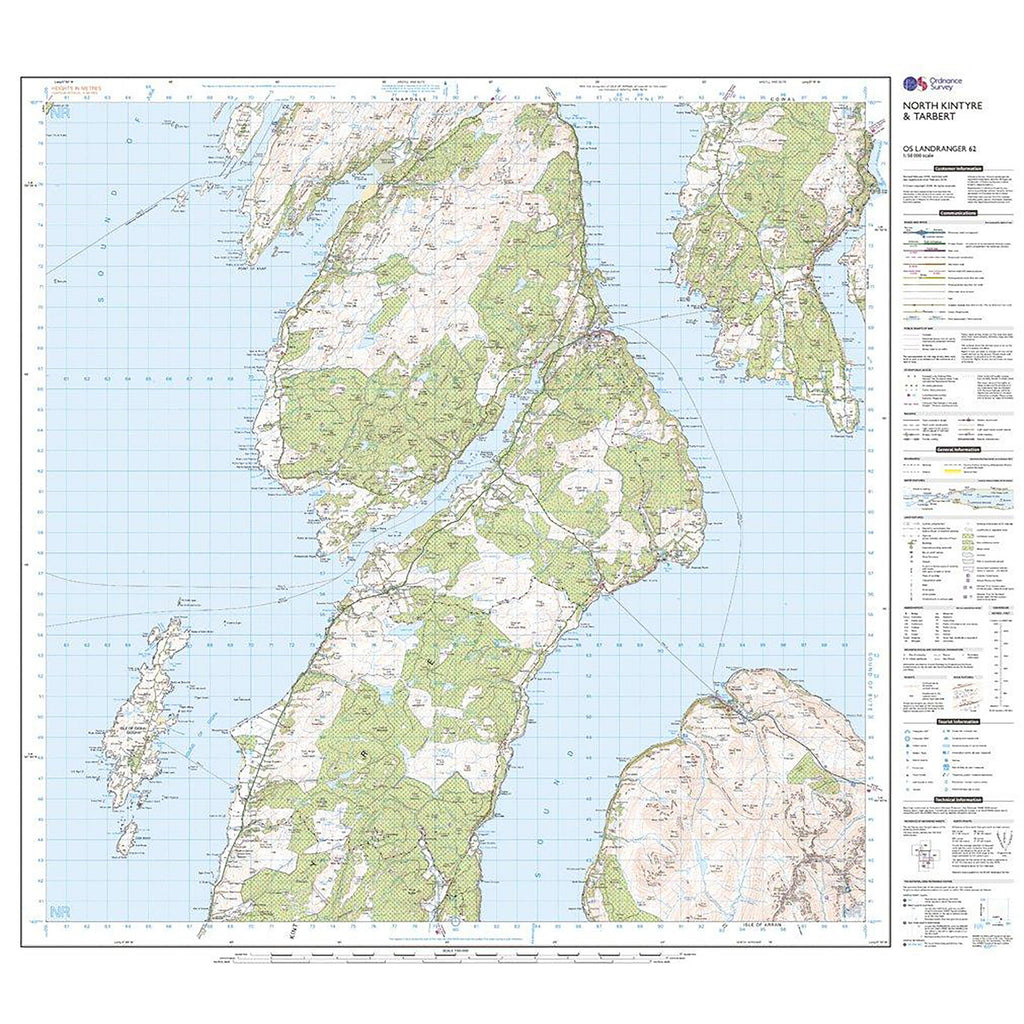 Landranger Active 62 North Kintyre & Tarbert Map With Digital Version