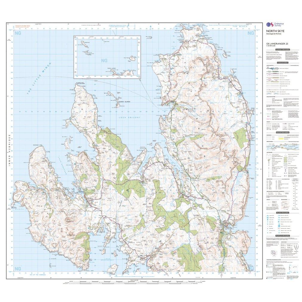 Landranger 23 North Skye, Dunvegan & Portree Map With Digital Version