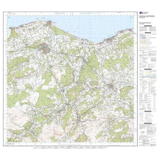 Landranger 28 Elgin, Dufftown, Buckie & Keith Map With Digital Version