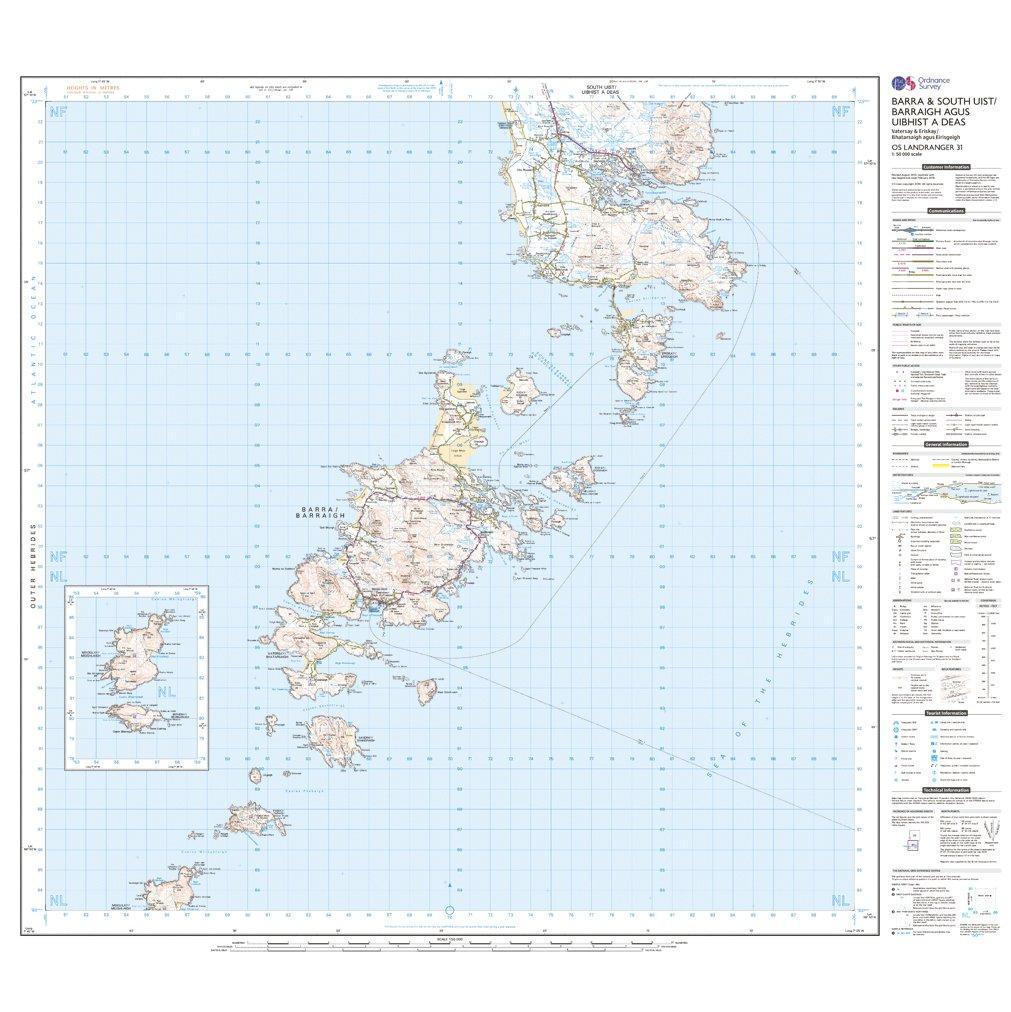 Landranger 31 Barra & South Uist, Vatersay & Eriskay Map With Digital Version