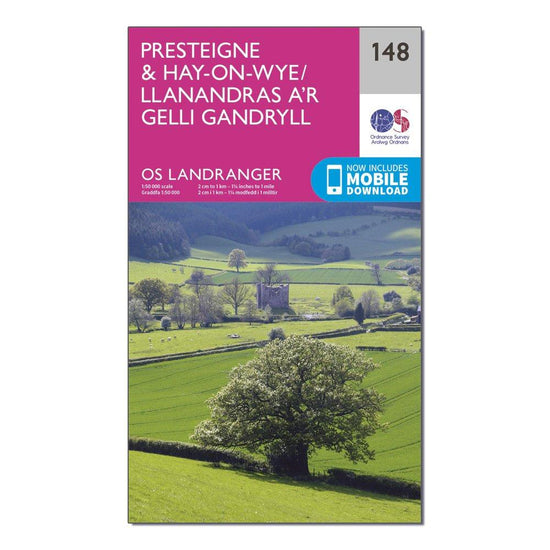 Landranger 148 Presteigne & Hay-on-Wye / Llanandras a'r Gelli Gandryll Map With Digital Version