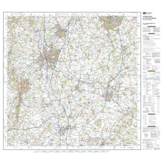 Landranger 150 Worcester & The Malverns, Evesham & Tewkesbury Map With Digital Version