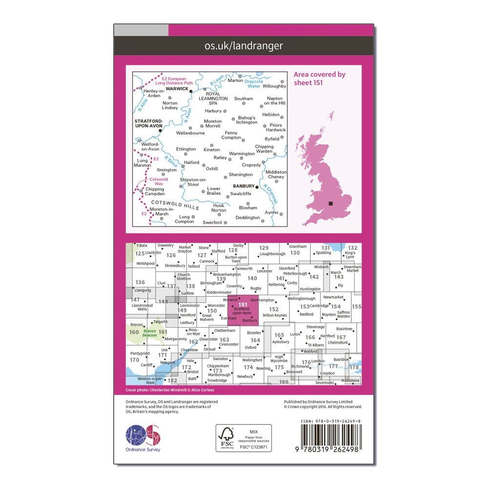 Landranger 151 Stratford-upon-Avon, Warwick & Banbury Map With Digital Version