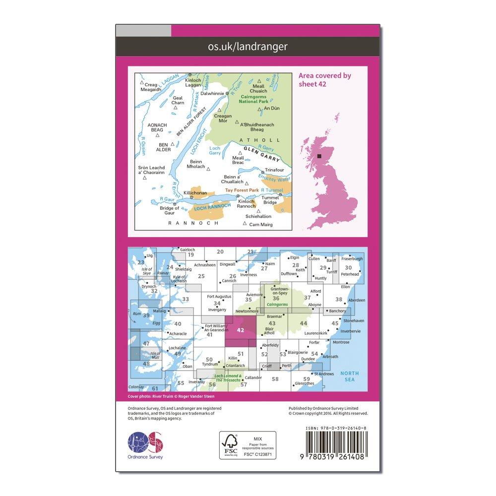 Landranger 42 Glen Garry & Loch Rannoch Map With Digital Version