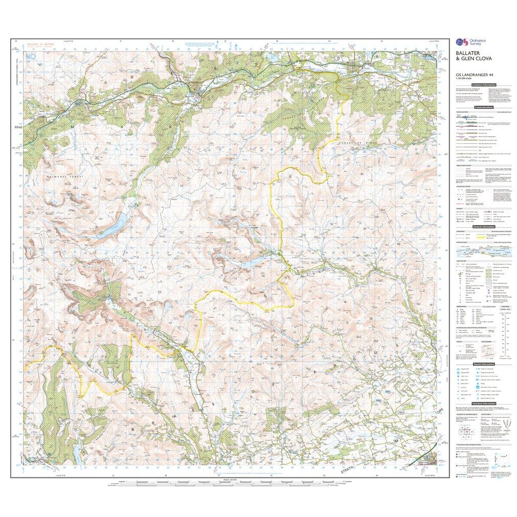 Landranger 44 Ballater, Glen Clova Map With Digital Version