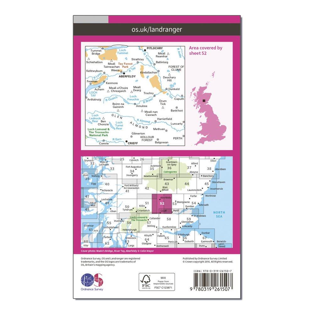 Landranger 52 Pitlochry & Crieff Map With Digital Version