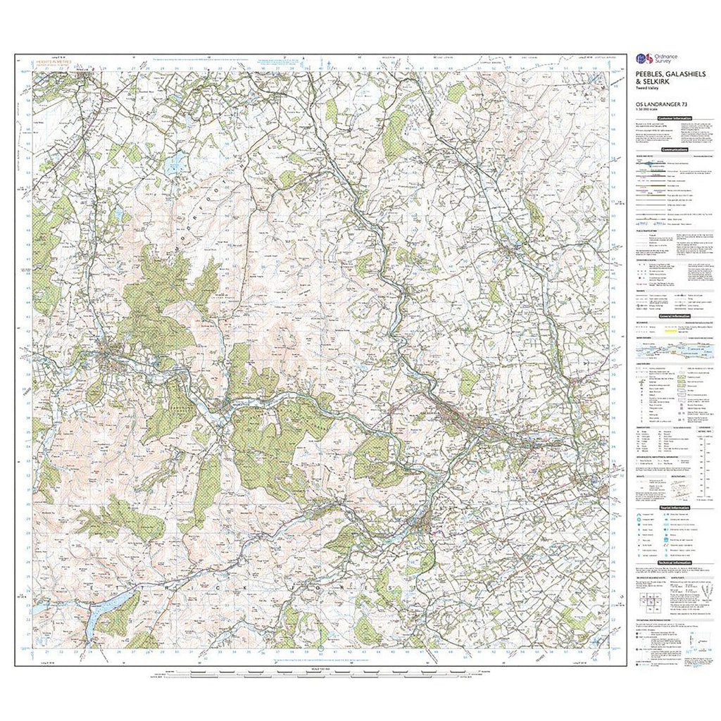 Landranger Active 73 Peebles, Galashiels & Selkirk, Tweed Valley Map With Digital Version