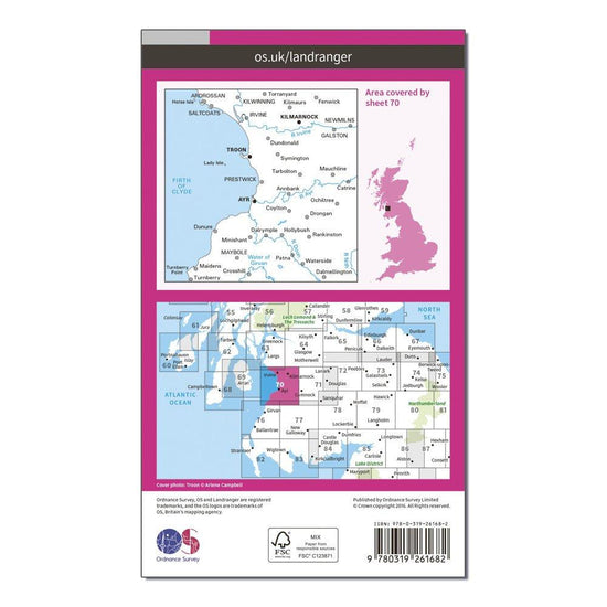 Landranger 70 Ayr, Kilmarnock & Troon Map With Digital Version
