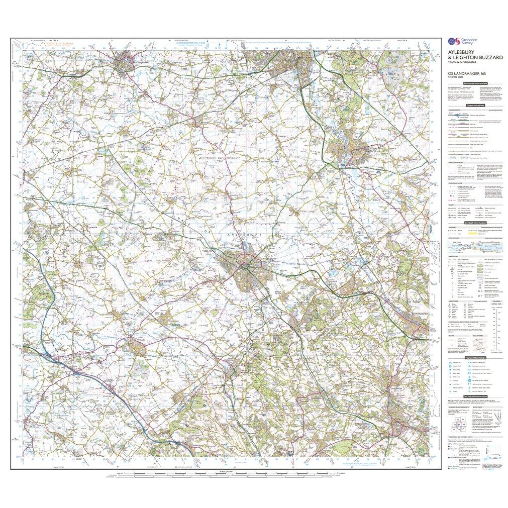 Landranger 165 Aylesbury, Leighton Buzzard, Thame & Berkhamstead Map With Digital Version