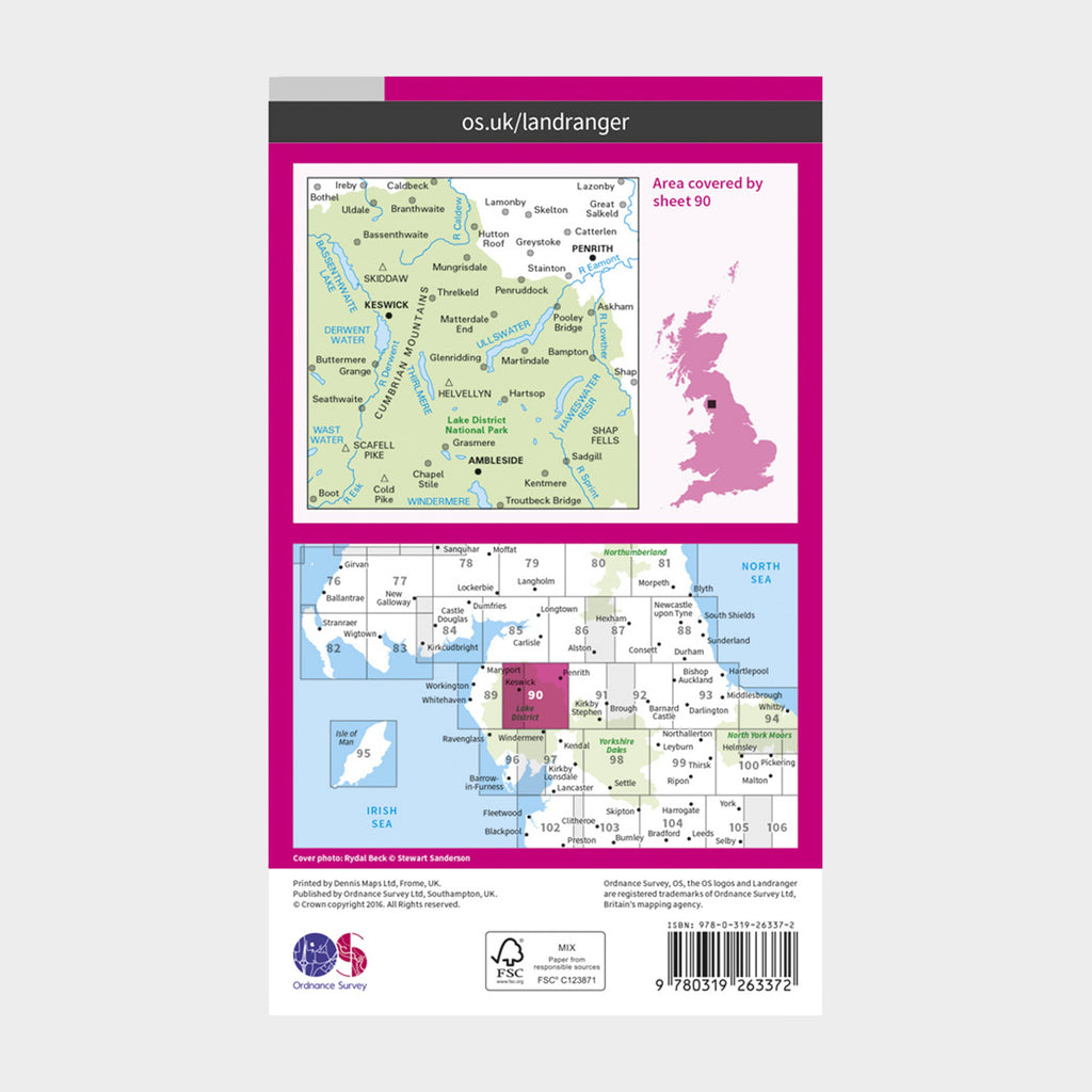 Landranger 90 Penrith & Keswick, Ambleside Map With Digital Version