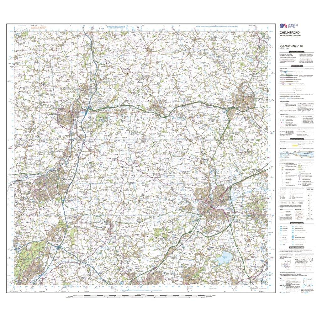 Landranger 167 Chelmsford, Harlow & Bishop's Stortford Map With Digital Version