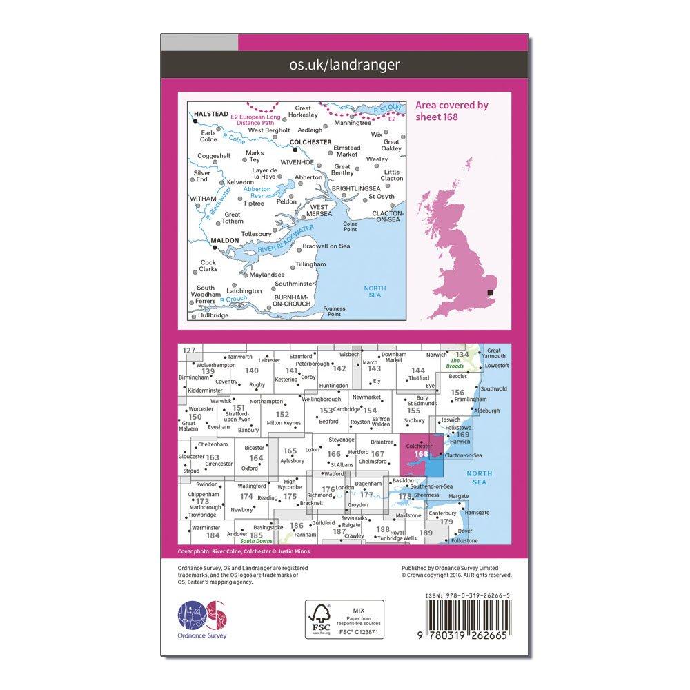 Landranger 168 Colchester, Halstead & Maldon Map With Digital Version